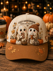 Unisex Vintage Autumn Cute Ghost Art Print Hat