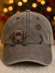 Cute Peeking Labrador Retriever & Paw Print Unisex Hat