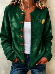Women's Football Cardigan-Style Knit Jacket