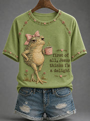 Women's 'Jesus Thinks I'm A Delight' Printed Casual T-Shirt