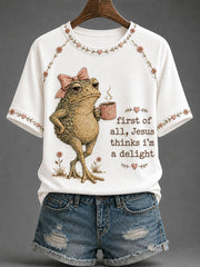 Women's 'Jesus Thinks I'm A Delight' Printed Casual T-Shirt