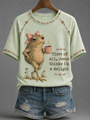 Women's 'Jesus Thinks I'm A Delight' Printed Casual T-Shirt