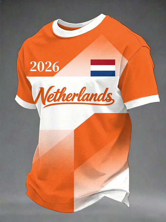 Heren Nederland Print Cadeau Voor Voetbalfans Casual Tee
