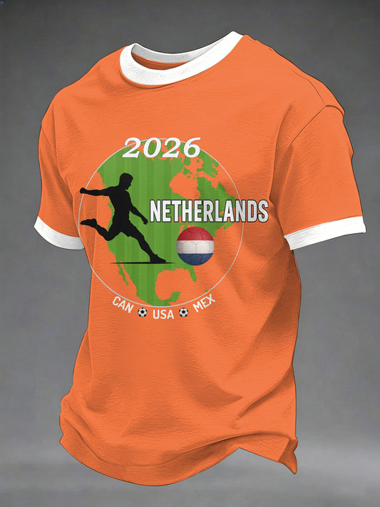 Heren Nederland Print Cadeau Voor Voetbalfans Casual Tee