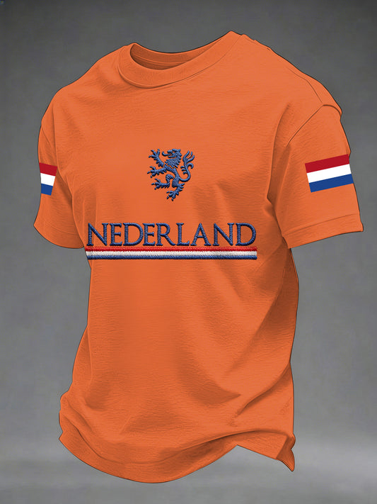 Heren Nederland Vlag Print Koningsdag Casual T-shirt