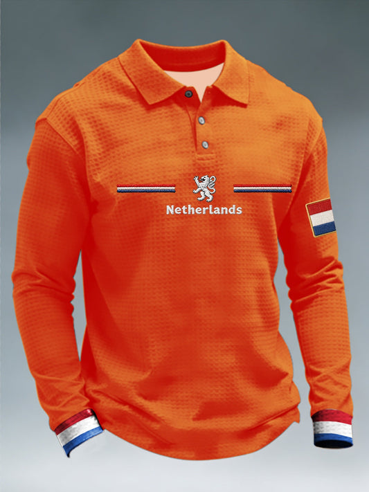 Koningsdag heren overhemd met lange mouwen