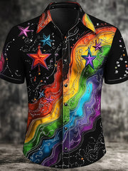 Men's Rainbow Gradient Baroque Art Print Casual Shirt