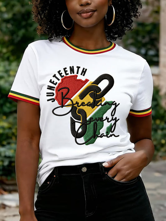 Women's Juneteenth Breaking Every Chain Print Casual Tee