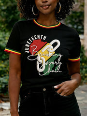 Women's Juneteenth Breaking Every Chain Print Casual Tee