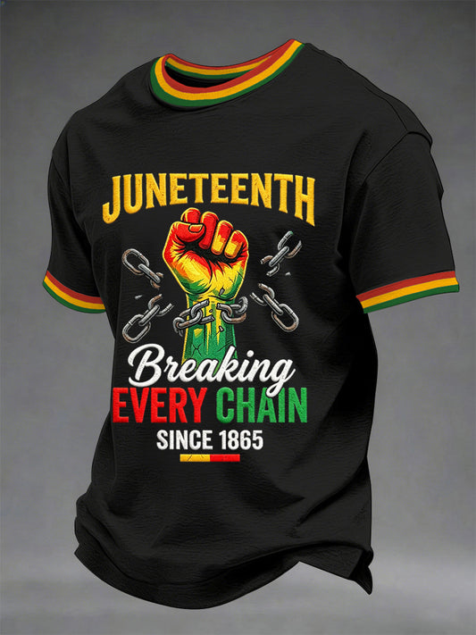 Men's Juneteenth Breaking Every Chain Since 1865 Print Casual Tee