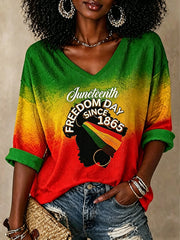 Women's Juneteenth Art Short-sleeved Waffle T-shirt