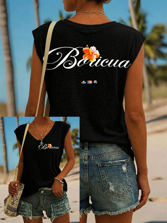 Women's Puerto Rico Print Vacation Vest Top