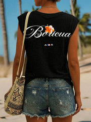 Women's Puerto Rico Print Vacation Vest Top