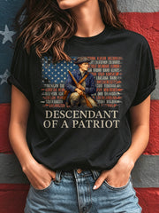 Women's 4th of July Descendant of Patroit Print T-shirt