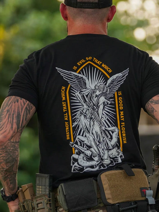Men's Faith Saint Michael Defend Us In Battle Printed T-shirt