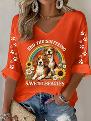Women's End The Suffering  Save The Beagles Waffle T-shirt
