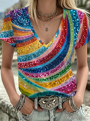 Women's Pride Month Print V-Neck Casual T-Shirt