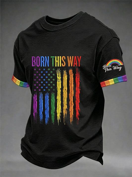 Men's Pride Month 'Born This Way ' Printed Short Sleeve T-shirt