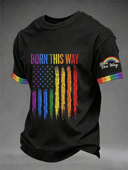 Men's Pride Month 'Born This Way ' Printed Short Sleeve T-shirt