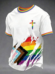 Men's Pride Month Rainbow Flag Printed Short Sleeve T-shirt