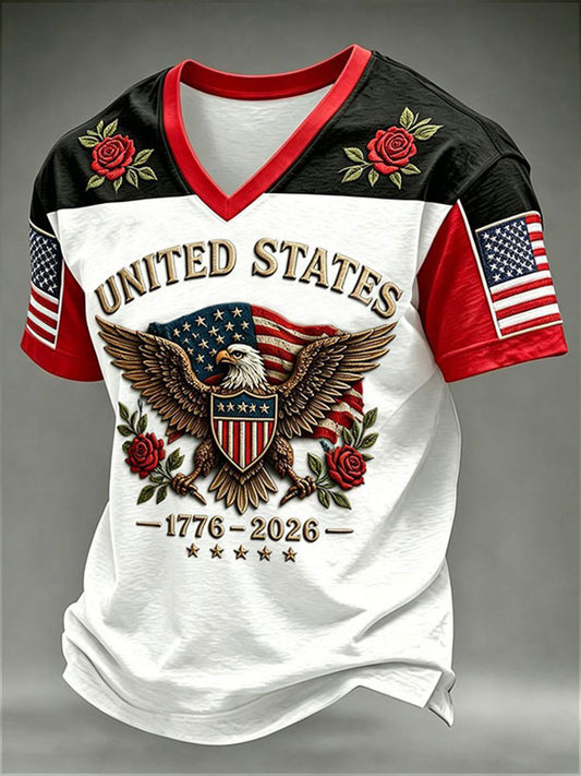 Men's USA 1776-2026 Printed Casual T-Shirt