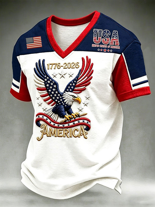 Men's USA 1776-2026 Printed Casual T-Shirt