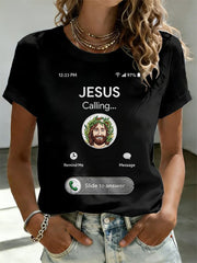 Women's Funny Christian Jesus Calling Print Casual Tee