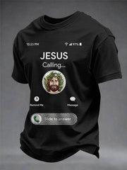 Men's Funny Christian Jesus Calling Print Casual Tee