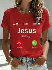 Women's Funny Christian Jesus Calling Print Casual Tee