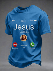 Men's Funny Christian Jesus Calling Print Casual Tee