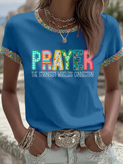 Women's Prayer The Strongest Wireless Connection Printed Casual T-Shirt