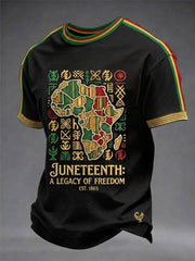 Men's Juneteenth Freedom Map Casual Short Sleeve T-Shirt