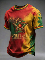 Men's Juneteenth Freedom Gradient Short Sleeve Casual T-Shirt