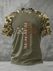 Men's Camouflage Cross Print Casual T-shirt