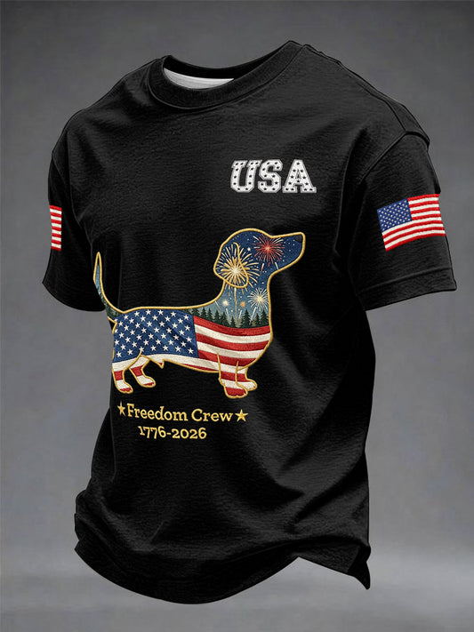 Men's  Dachshund USA 1776-2026 short sleeves t-shirt