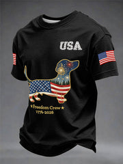 Men's  Dachshund USA 1776-2026 short sleeves t-shirt