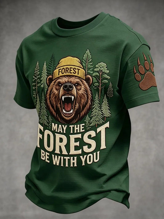 Men's May The Forest Be With You Printed Casual T-Shirt