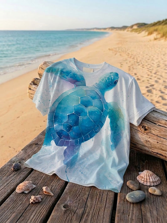 Women's Sea Turtle World Ocean Day Printed T-shirt