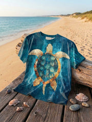 Women's Sea Turtle World Ocean Day Printed T-shirt