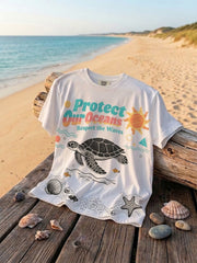 Women's Sea Turtle World Ocean Day Printed T-shirt