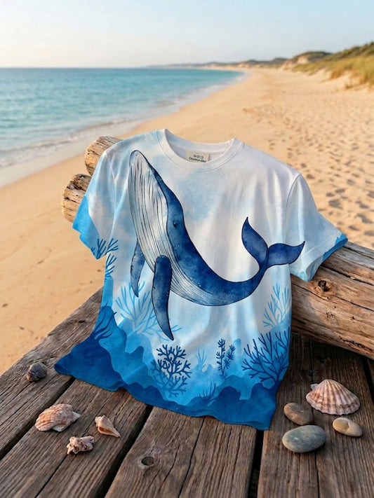 Women's Whale World Ocean Day Printed T-shirt