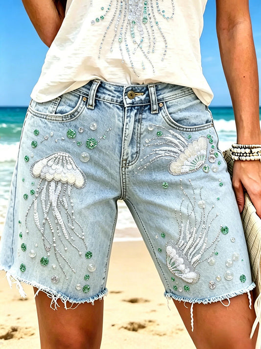 Women's jellyfish print shorts