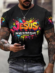 Men's Christian Jesus Cross Short Sleeve T-shirt