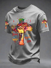 Men's Jesus The Way The Truth The Life Print Casual Tee