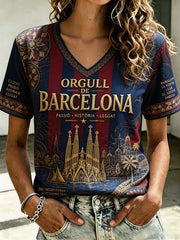 Women's Barcelona Football Lover Printed T-shirt