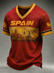 Men's Spanish Football V-neck T-shirt