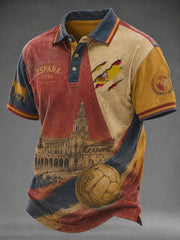 Men's Spanish Football Print Casual Top