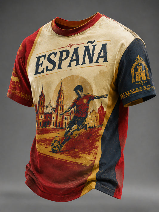 Men's Spanish Football Printed T-shirt