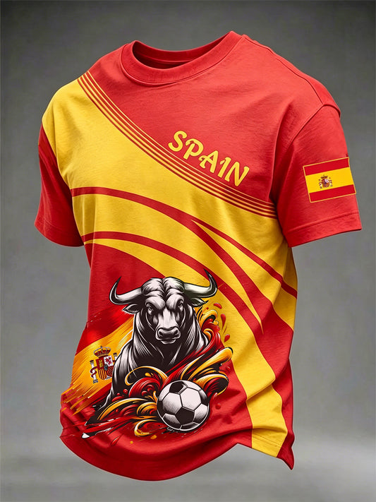 Men's Gift For Spain Soccer Fans Print Casua Tee