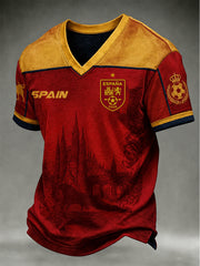 Men's Spanish Football V-neck T-shirt